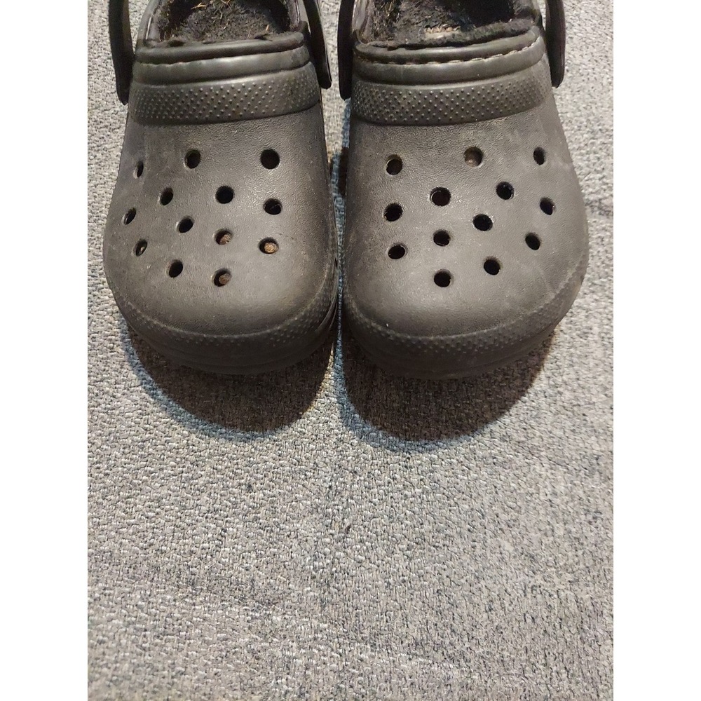 CROCS DUAL COMFORT Lined Size US Kids Sz 9 Light Black - Picture 2 of 9